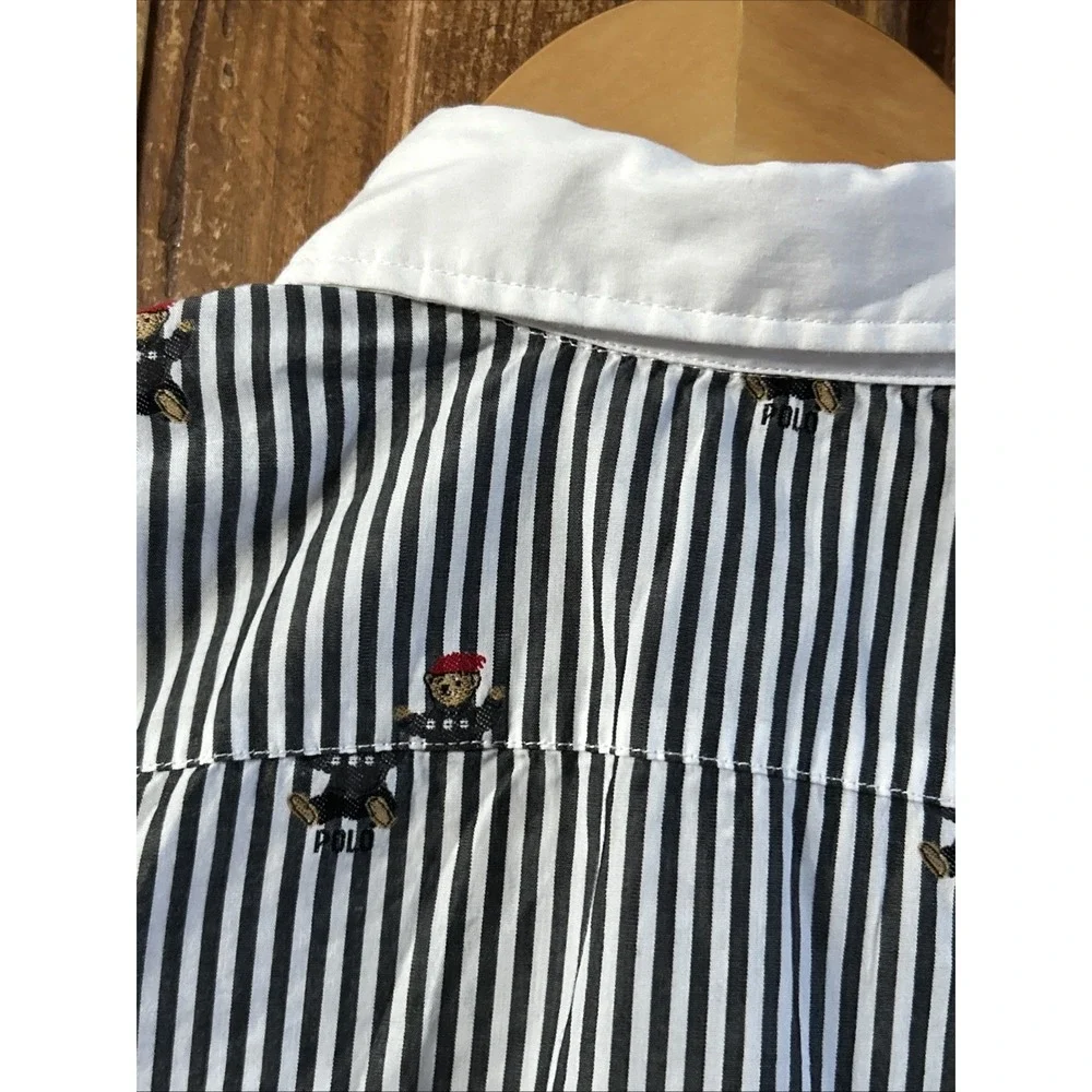 Girls Polo Ralph Lauren AOP Bear Print Belted Shirt Dress Sz 10 Gorgeous